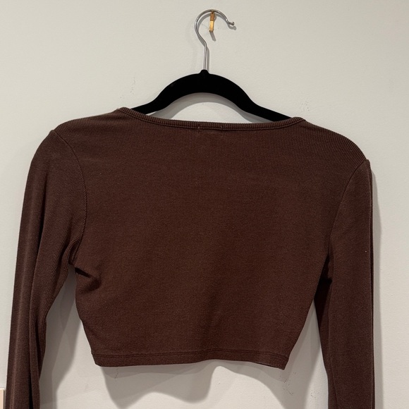 Garage Chocolate Long Sleeve Crop Top (Size: Medium) - Picture 3 of 3